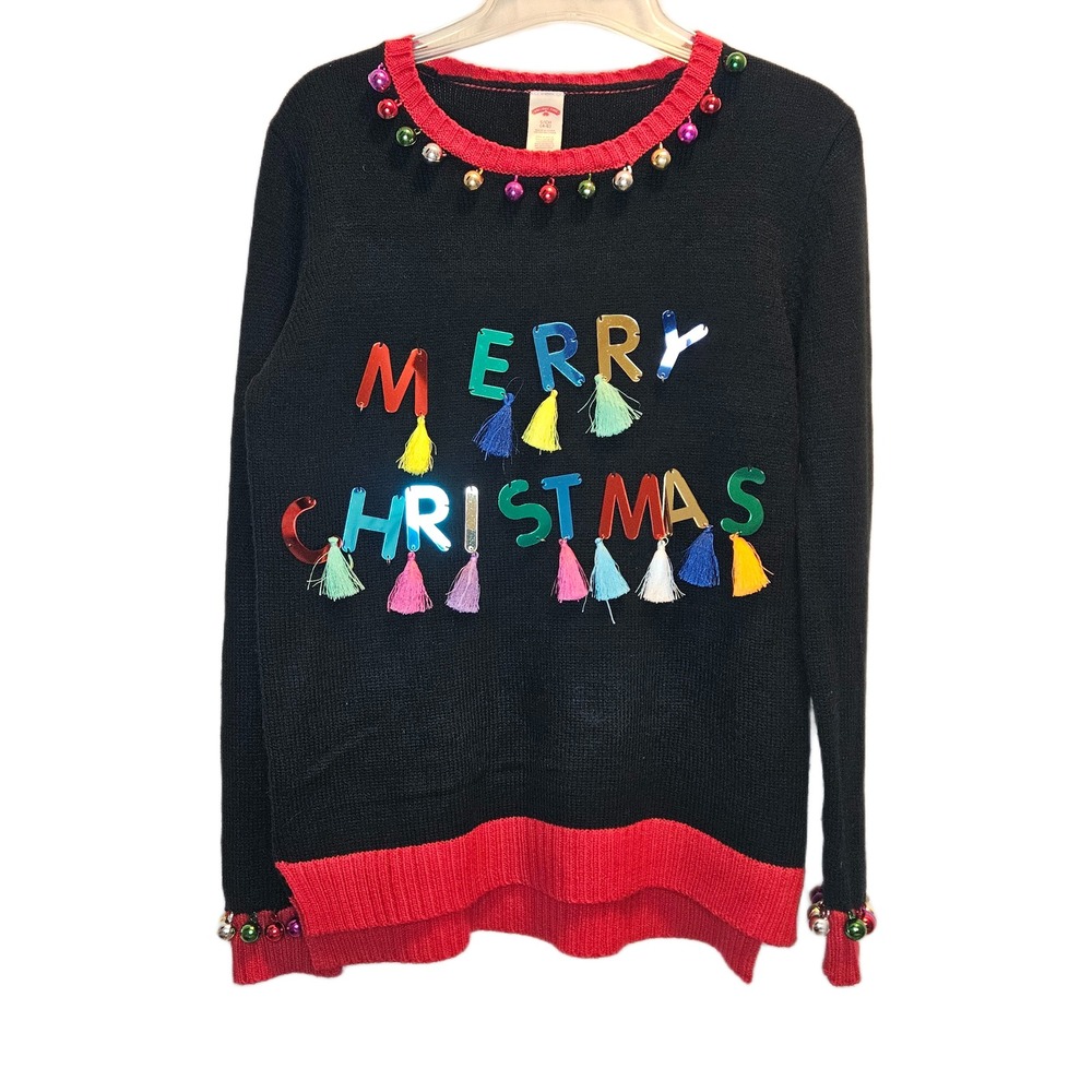 Holiday Time Small‎ (4/6) "Merry Christmas" Tassel Christmas Sweater